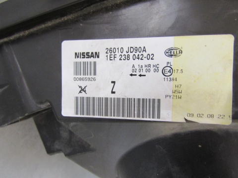 LAMPA PRZÓD NISSAN QASHQAI I ZWYKŁA RH PRAWA 06-09 26010JD90A