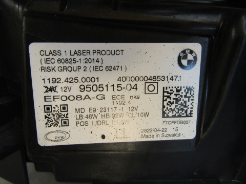 LAMPA PRZÓD BMW 4 G22 G23 G26 M3 G80 M4 G82 LASER 20- LH LEWA 9505115-04