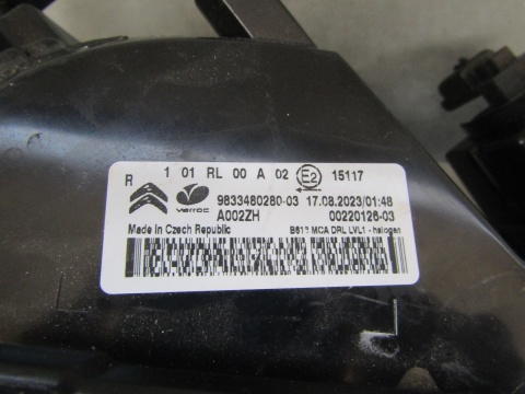 LAMPA PRZÓD CITROEN C3 III ZWYKŁA DRL LIFT RH PRAWA 20-24 9833480280-03