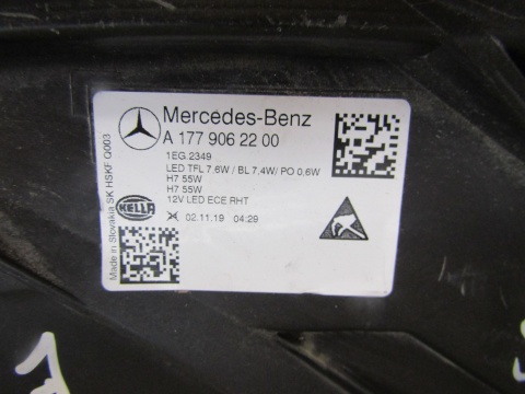 LAMPA PRZÓD MERCEDES A KLASA 177 W177 ZWYKŁA 18-22 RH PRAWA A1779062200